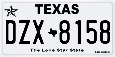 TX license plate DZX8158