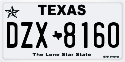 TX license plate DZX8160