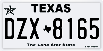 TX license plate DZX8165