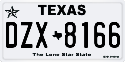 TX license plate DZX8166