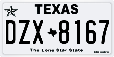 TX license plate DZX8167