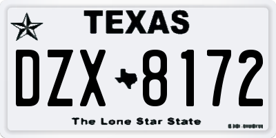 TX license plate DZX8172
