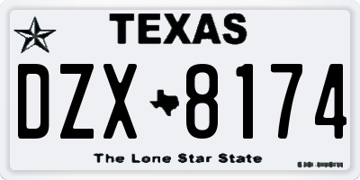 TX license plate DZX8174