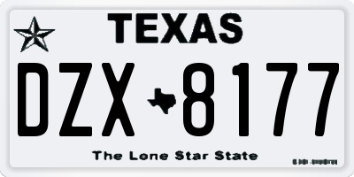 TX license plate DZX8177