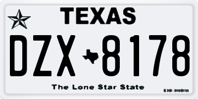 TX license plate DZX8178