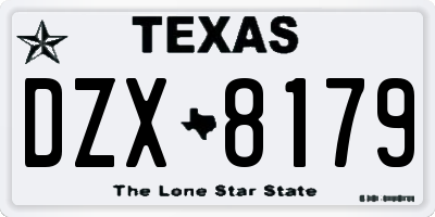 TX license plate DZX8179