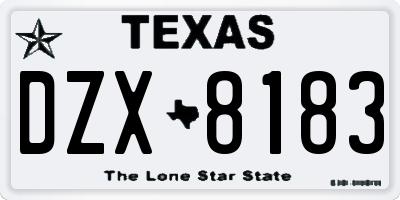 TX license plate DZX8183