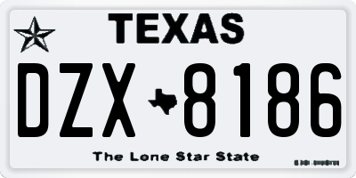 TX license plate DZX8186