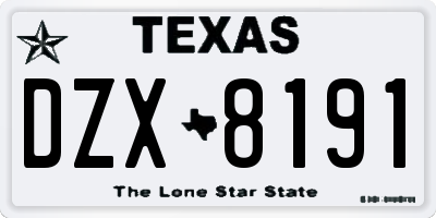 TX license plate DZX8191