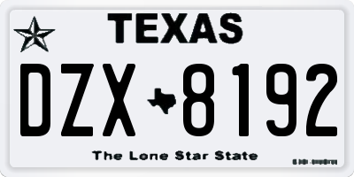 TX license plate DZX8192