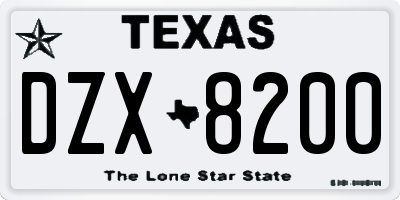 TX license plate DZX8200