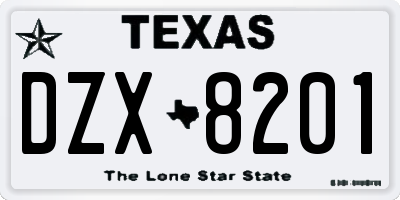 TX license plate DZX8201