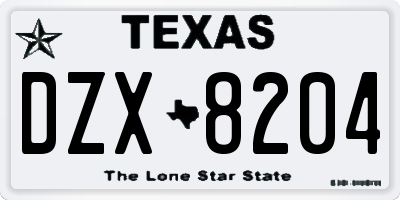 TX license plate DZX8204