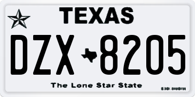 TX license plate DZX8205