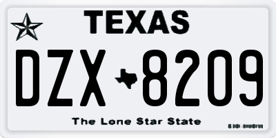 TX license plate DZX8209