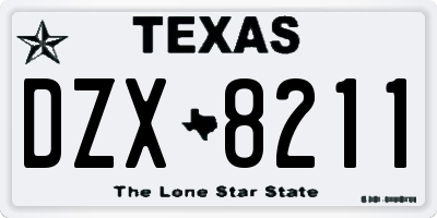 TX license plate DZX8211