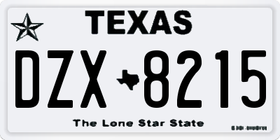 TX license plate DZX8215