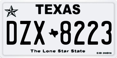 TX license plate DZX8223