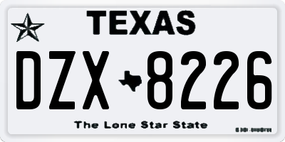 TX license plate DZX8226