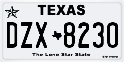 TX license plate DZX8230