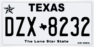 TX license plate DZX8232