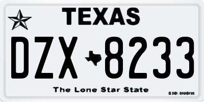 TX license plate DZX8233