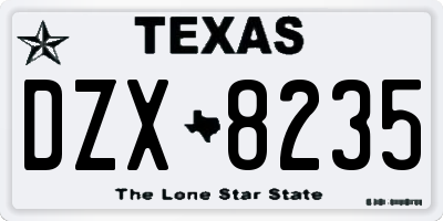 TX license plate DZX8235