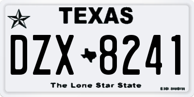 TX license plate DZX8241