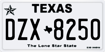 TX license plate DZX8250