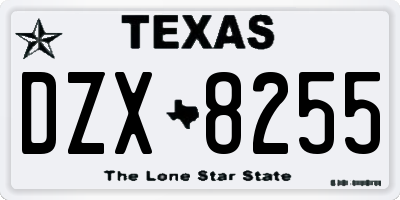 TX license plate DZX8255