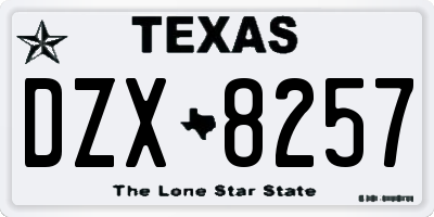 TX license plate DZX8257