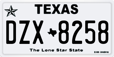 TX license plate DZX8258