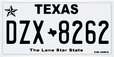 TX license plate DZX8262