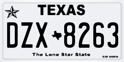 TX license plate DZX8263