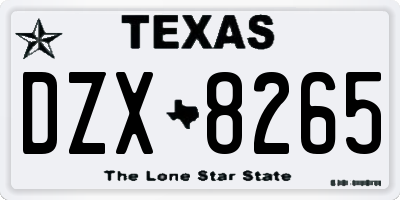 TX license plate DZX8265