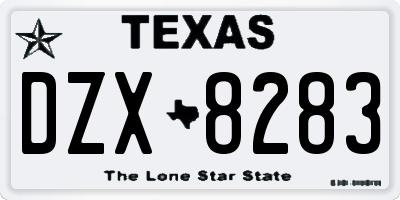 TX license plate DZX8283