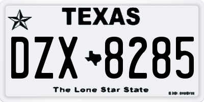 TX license plate DZX8285