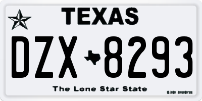 TX license plate DZX8293