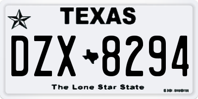 TX license plate DZX8294