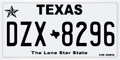TX license plate DZX8296