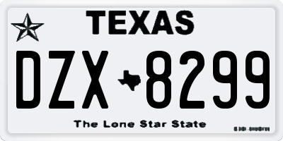 TX license plate DZX8299