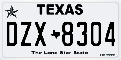 TX license plate DZX8304