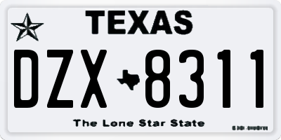 TX license plate DZX8311
