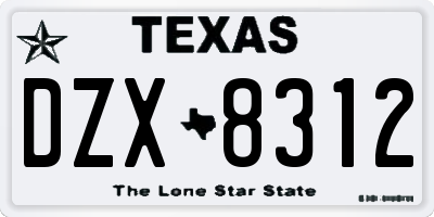 TX license plate DZX8312