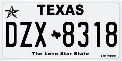 TX license plate DZX8318