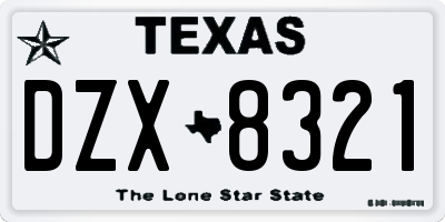 TX license plate DZX8321
