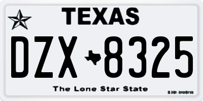 TX license plate DZX8325