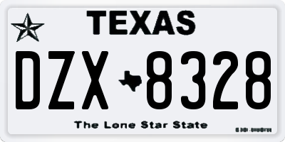 TX license plate DZX8328