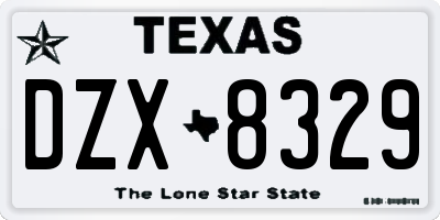 TX license plate DZX8329