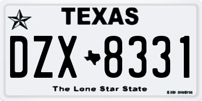 TX license plate DZX8331